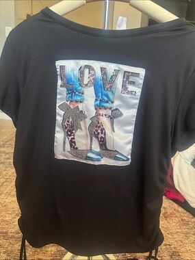 Black Short Sleeve Tee with 'LOVE' Graphic